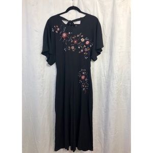 NWT! black jumpsuit with embroidered flowers